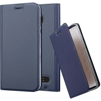 Afbeelding van Cadorabo Hoesje geschikt voor Motorola MOTO Z2 in CLASSY DONKER BLAUW Beschermhoes met magnetische sluiting, standfunctie en kaartvakje Book Case Cover Etui