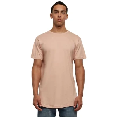 Image de Urban Classics Shaped Long Tee Manches Courtes Ourlet Arrondi Col Rond Basique Streetwear Minimaliste 100% Coton Jersey Homme, Rose (Light 838), S