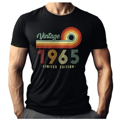 Afbeelding van Heren T shirt als 60e verjaardag cadeau voor mannen vintage 1965, vintage, 3XL, Vintage., 3XL