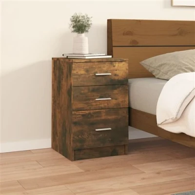 Afbeelding van Nachtkastje 40x40x63 cm bewerkt hout gerookt eikenkleurig