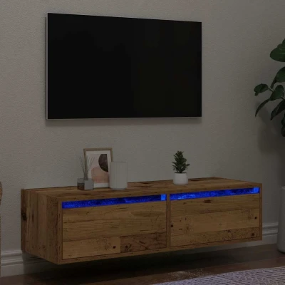 Afbeelding van vidaXL Tv meubel met LED verlichting 100X35,5x25 cm oud houtkleurig