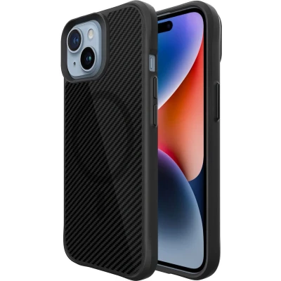Afbeelding van iMoshion Hoesje Geschikt voor iPhone 15 Plus Rugged Hybrid Carbon Case MagSafe Zwart