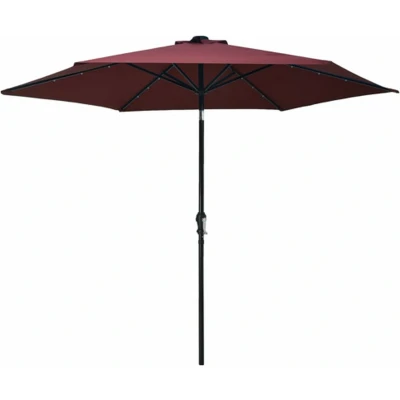 Afbeelding van vidaXL Parasol d&#039;Extérieur avec LED et Mât en Acier Pare soleil de Jardin Patio Terrasse Anti UV décoloration 300 cm Bordeaux