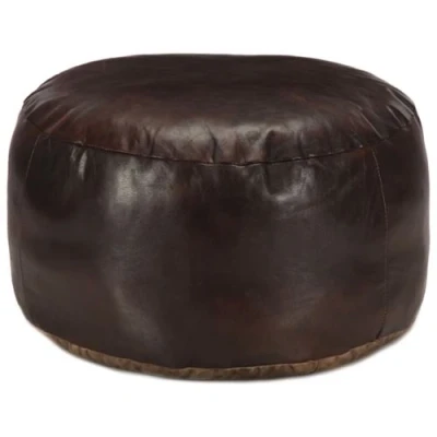 Afbeelding van vidaXL Poef 60x30 cm echt geitenleer donkerbruin