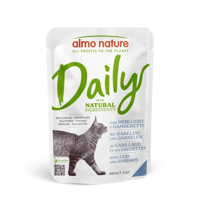Afbeelding van 24x70g Maaltijdzakjes Kabeljauw &amp; Garnalen Almo Nature Daily Menu Kattenvoer