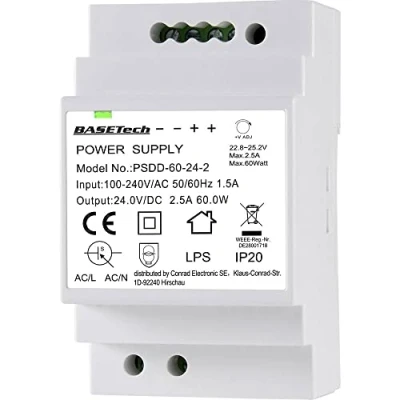 Afbeelding van Basetech PSDD 60 24 2 DIN rail netvoeding V 2.5 A W Aantal uitgangen: x Inhoud: 1 stuk(s)