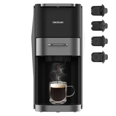Afbeelding van Cecotec Zeer Compact 4 in 1 espressokoker FreeStyle Dark. Vermogen 1200 W, pomp van 20 bar, compatibel met Dolce Gusto, Nespresso en meer, tank 700 ml, elegant design.