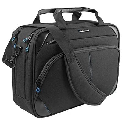 Afbeelding van KROSER Laptop Tas 15,6 Inch Aktetas Laptoptas Waterafstotende Computerkast Schoudertas Duurzame Tablethoes met RFID zakken voor Zaken/College/Vrouwen/Mannen Zwart/Blauw