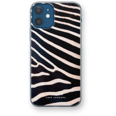 Afbeelding van Case Company® hoesje geschikt voor iPhone 12 mini Zebra Soft Cover Telefoonhoesje Bescherming aan alle Kanten en Schermrand