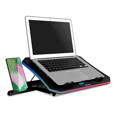 Afbeelding van KROM KOOLER NXKROMKOOLER koeler voor laptops tot 19 inch, 6 ventilatoren, RGB, houder smartphones, lcd display en USB hub, zwart, één maat