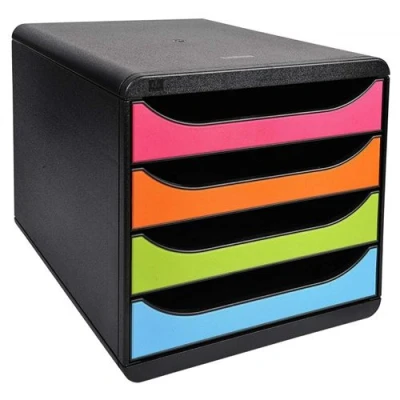 Image de exacompta module de classement big box, 4 tiroirs, arlequin noir