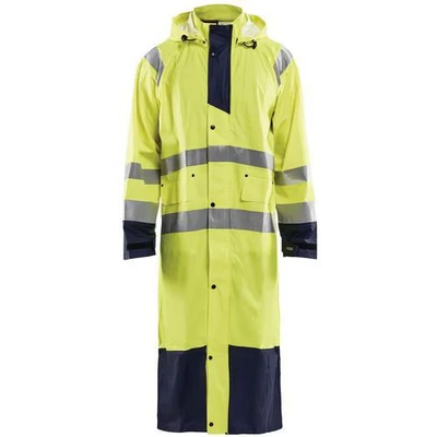Image de Manteau de pluie haute visibilité niveau 1 jaune fluorescent/marine