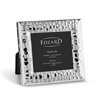 Afbeelding van EDZARD fotolijst Gubbio voor foto 10 x cm, vierkant, elegant verzilverd, aanslagbestendig, met fluwelen achterkant, incl. hanger, om neer te zetten en op hangen