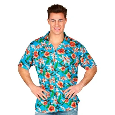 Afbeelding van Hawaii Blouse Tropical Blauw Maat M/L
