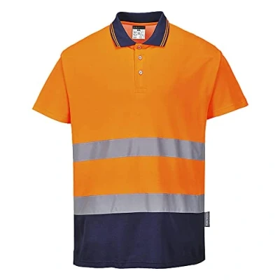 Afbeelding van Polo Comfort Katoen Tweekleuren Blauw/oranje S174 Portwest