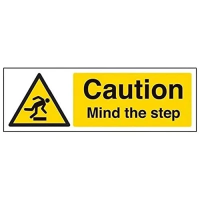 Afbeelding van VSafety bord met opschrift &quot;Caution Mind The Step&quot;, 300 mm x 100