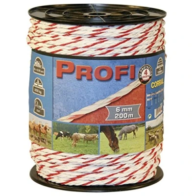 Afbeelding van Profi afrasteringskoord 6mm, 6x0,30 TriC, 200m, wit/rood