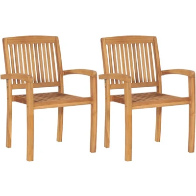 Afbeelding van Tuinstoelen stapelbaar 2 st massief teakhout