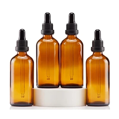 Afbeelding van Yizhao Druppelfles 100ml Amber, Pipetfles Glas met [Glazen Pipet Druppelaar],Apothekersfles voor Etherische Olie, Parfumoliën, Aromatherapie, Geuren, Vloeistof 4 Pcs