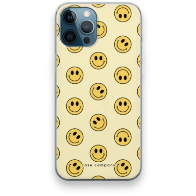 Afbeelding van Case Company® hoesje geschikt voor iPhone 12 Pro Smiley N2 Soft Cover Telefoonhoesje Bescherming aan alle Kanten en Schermrand