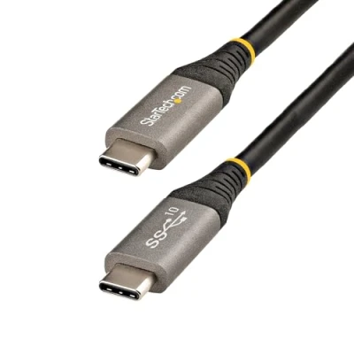 Image de StarTech.com Câble USB C 10Gbps 1m Certifié IF 3.1/3.2 Gen 1 Type 100W (5A) Power Delivery DP Alt Mode Cordon vers Charge/Synchronisation (USB31CCV1M) 24 pin (M) pour 3.2 Ge