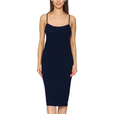 Afbeelding van Merry Style MS MS10 402 UW Dames Onderjurk Nachthemd lang ronde hals verstelbare Spaghetti bandjes Viscose Marineblauw XS