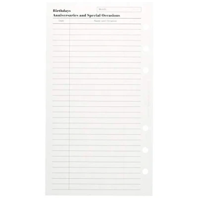 Afbeelding van FILOFAX NAVULLING PERSONAL BIRTHDAYS