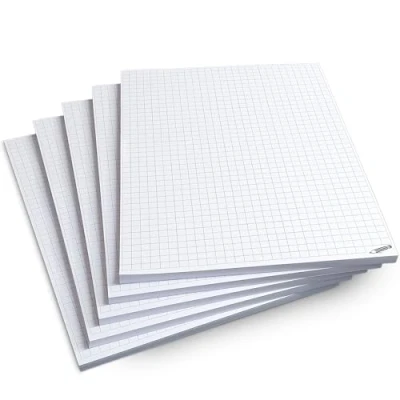 Afbeelding van notitieblok A5 geruit voordeelset van 5 DIN blokken 50 vellen per blok scheurbaar 80 g/m² wit papier