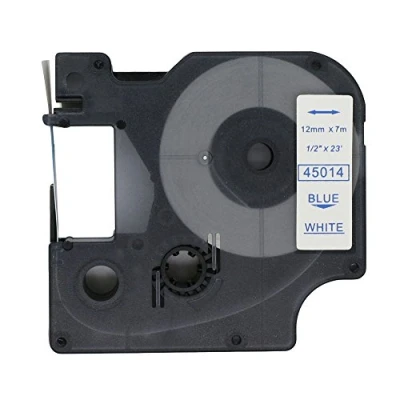 Afbeelding van BROVACS 1 verpakking blauwe op witte labeltape compatibel met DYMO D1 45014 12 mm 1/2 inch OPA2214