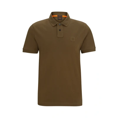 Afbeelding van HUGO BOSS heren Passenger slim fit polo met logo in de kleur Mosgroen, maat: XXL