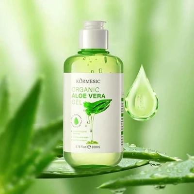 Afbeelding van 100% pure aloë vera gel, hydraterende verzorging voor gezicht, lichaam en haar, natuurlijke cosmetica tegen droge huid, zonnebrand irritatie, aftersun gel