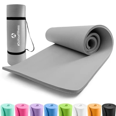 Afbeelding van #DoYourFitness dikke yoga mat perfect voor pilates, aerobics, Yamuna non slip, slijtvast 183 x 61 1,5 cm grijs
