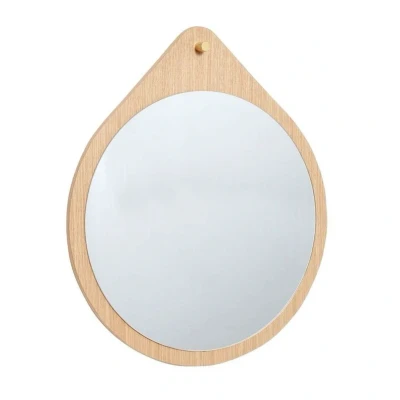 Afbeelding van HÜBSCH INTERIOR Ronde spiegel van FSC® eiken met messing knop Ø64cm