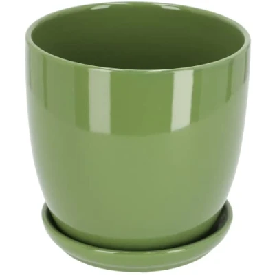 Afbeelding van KOTARBAU® Keramische bloempot met lekbak, 15 cm, groen