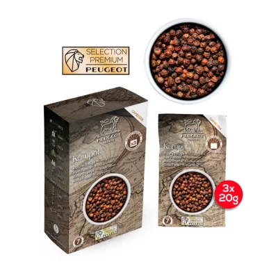 Afbeelding van Peugeot Doos Met 3 Zakjes Kampot Rode Peper 60g (3x20g)