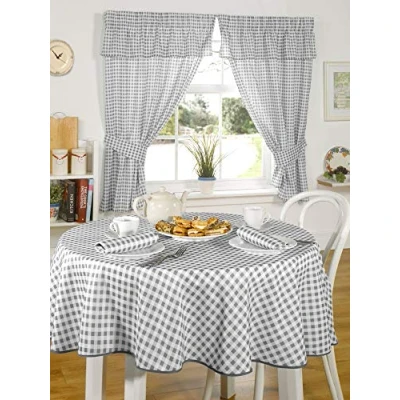 Afbeelding van Molly Tafelkleed, rond, Vichy, 160 cm, antraciet