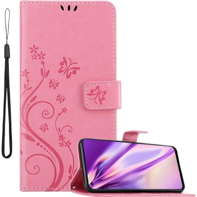 Afbeelding van Cadorabo Hoesje geschikt voor Oppo Reno6 5G in BLOEMEN ROZE Beschermhoes bloemmotief met magnetische sluiting, standfunctie en kaartsleuven Book Case Cover Etui