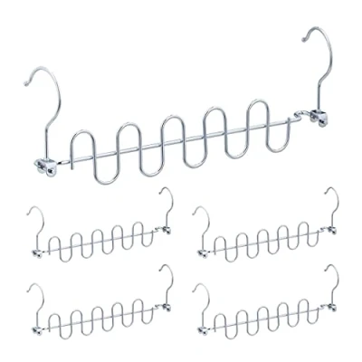 Afbeelding van Relaxdays ruimtebesparende kledinghangers set van 5 multi kleerhangers magische hanger