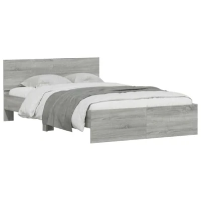 Afbeelding van vidaXL Bedframe met hoofdeinde en LED grijs sonoma eiken 120x190 cm