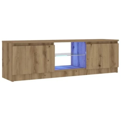Image de vidaXL Meuble TV avec lumières LED chêne artisanal bois d&#039;ingénierie856348
