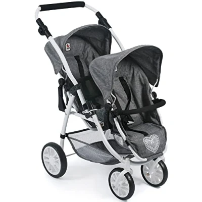 Afbeelding van Bayer Chic 2000 Tweeling Poppenwagen Vario Grey Jeans