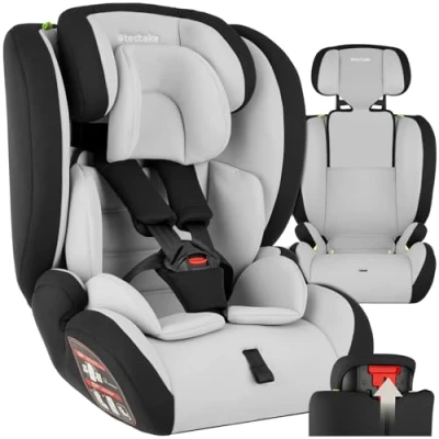 Afbeelding van tectake® Autostoel Kinderzitje met zijbescherming Autostoeltje 5 puntsgordel Veiligheidszitje 36 kg lichtgrijs/zwart