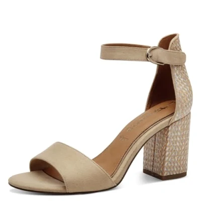 Afbeelding van Tamaris Sandalen met hak beige Textiel Dames Maat 38
