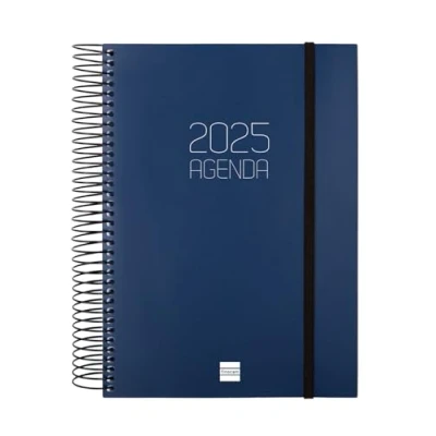 Afbeelding van Finocam Ondoorzichtige spiraalplanner 2025, 1 dag per pagina januari 2025 december (12 maanden), Frans blauw