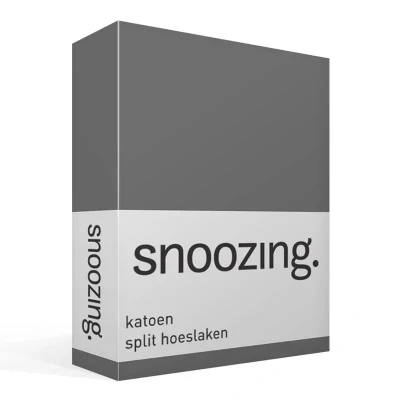 Afbeelding van Snoozing Katoen Split hoeslaken Lits jumeaux 180x200 cm Antraciet