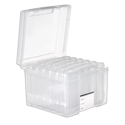 Afbeelding van MATANA 12,7 x 17,8 cm Multifunctioneel Foto en Knutsel Organizer Opbergdoos met 6 Compartimenten &amp; Labels, bevat tot 600 foto&#039;s