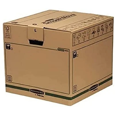 Afbeelding van Bankers Box verhuisdoos groot 85 liter, bruin,blauw Fastfold FSC