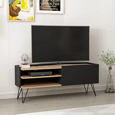 Afbeelding van TV meubel Dronninglund 124x37x50 cm zwart