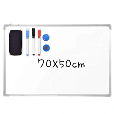 Afbeelding van GOPLUS Magnetisch whiteboard, 70 x 50 cm, aluminium frame, inclusief haken, markers, magneten, gum