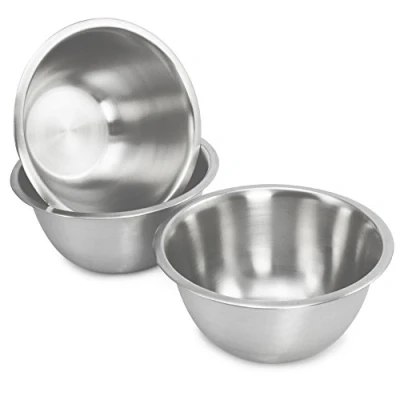 Afbeelding van COM FOUR® 3 x roestvrijstalen kommenset slakom chipskom mengkom serveerschaal (3 stuks Ø 20 cm)